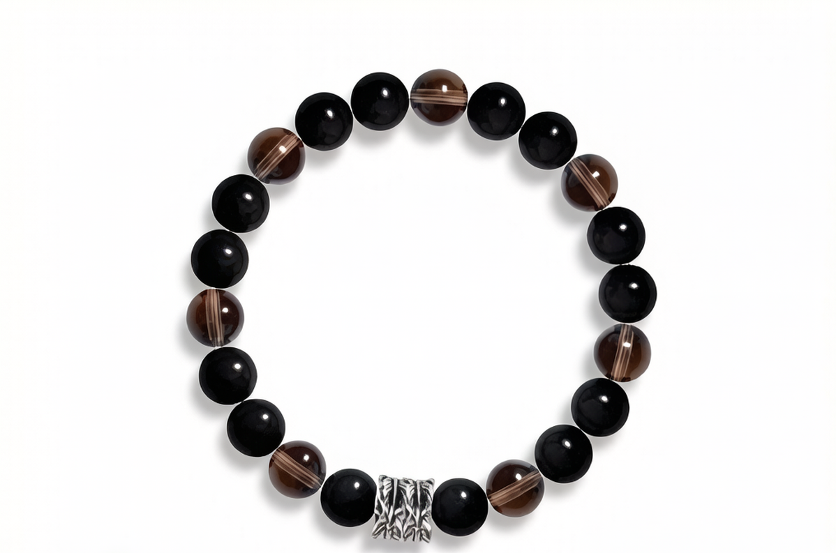 Obsidian and Smoky Quartz bracelet