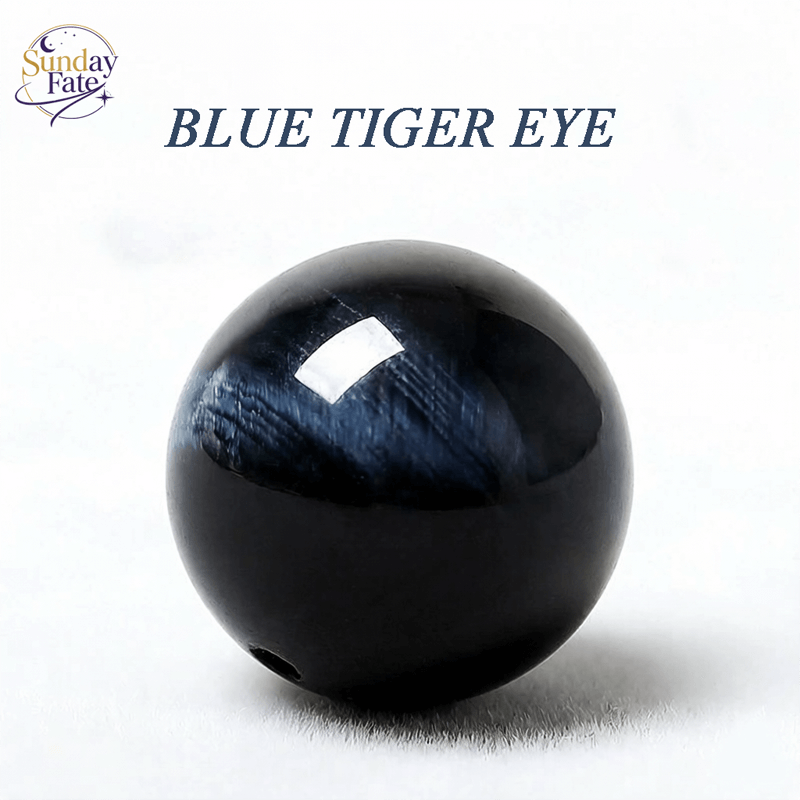 Sunday Fate Natural Blue Tiger's Eye Hawk's Eye Bead for Calm, Insight and Protection