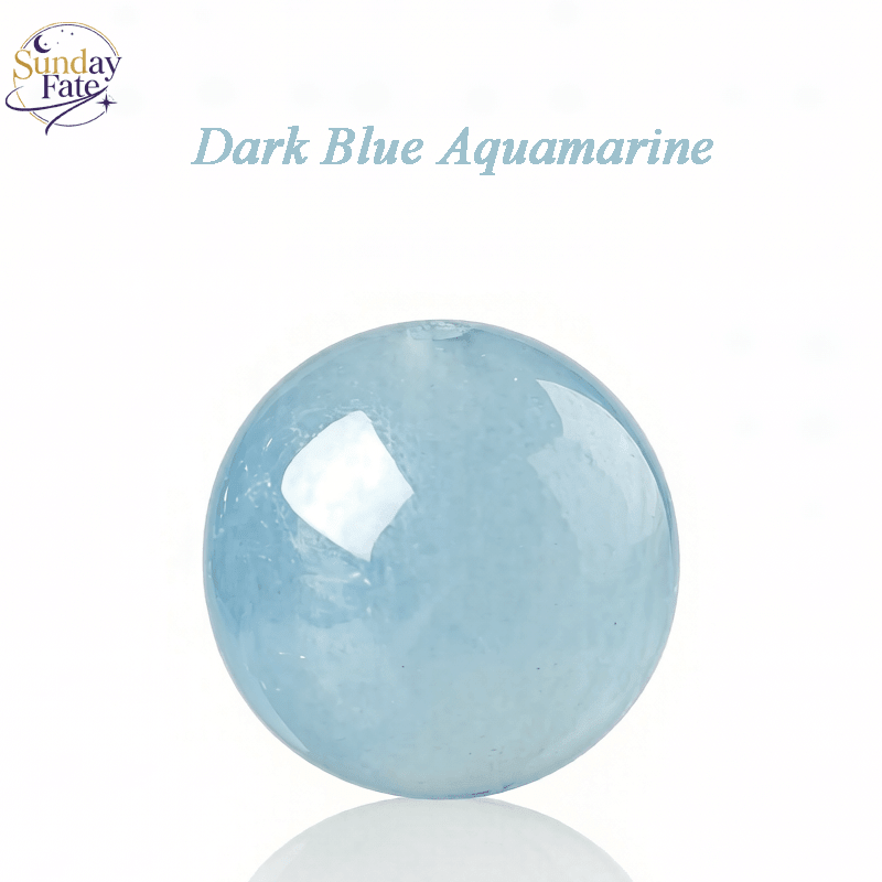 Sunday Fate Natural Dark Blue Aquamarine Bead with Deep Saturation for Courage and Calm Communication