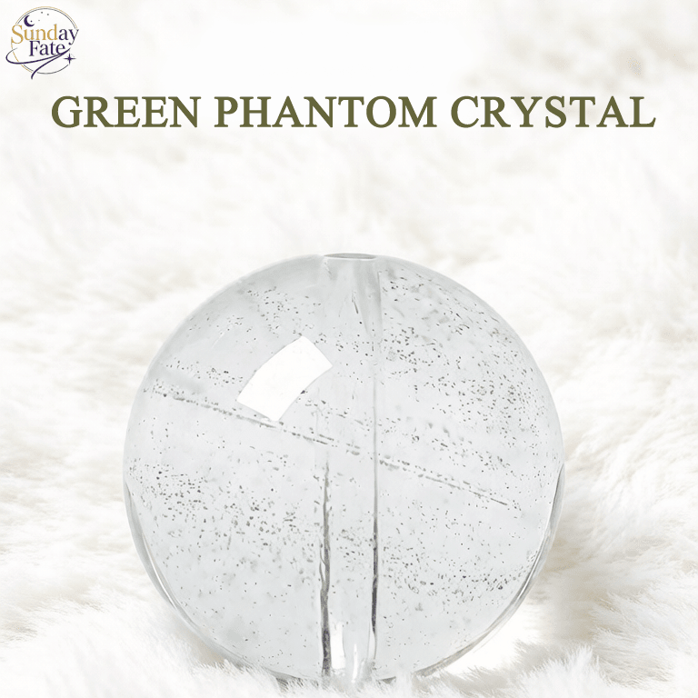 Sunday Fate Natural Translucent Green Phantom Crystal Bead with Chlorite Inclusions for Career Prosperity and Success