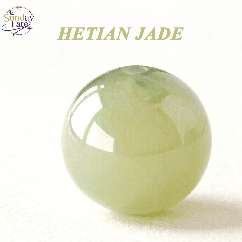 Sunday Fate Natural Hetian Jade Bead for Nobility, Protection and Enduring Good Luck