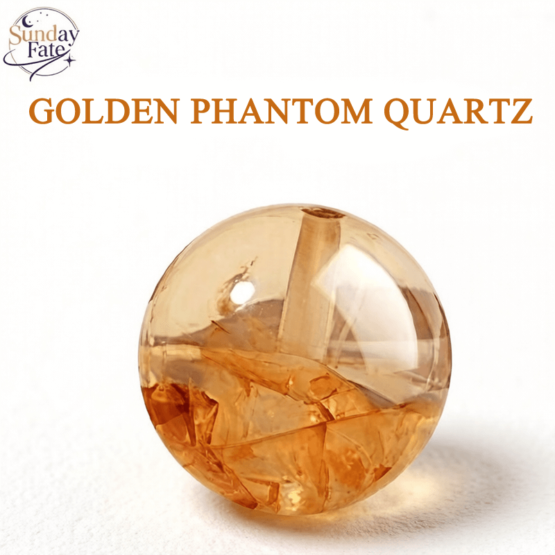 Sunday Fate Natural Yellow Hematoid Quartz Bead with Golden Inclusions for Healing and Manifestation
