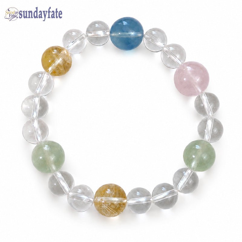 Sunday Fate The Ocean Light Bracelet – Handmade Aquamarine & Crystal Gemstone Bracelet for Women, Intention Jewelry for Calm & Personal Growth - Sundayfate