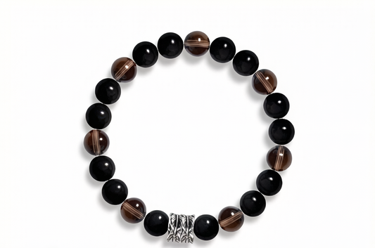 Obsidian and Smoky Quartz bracelet