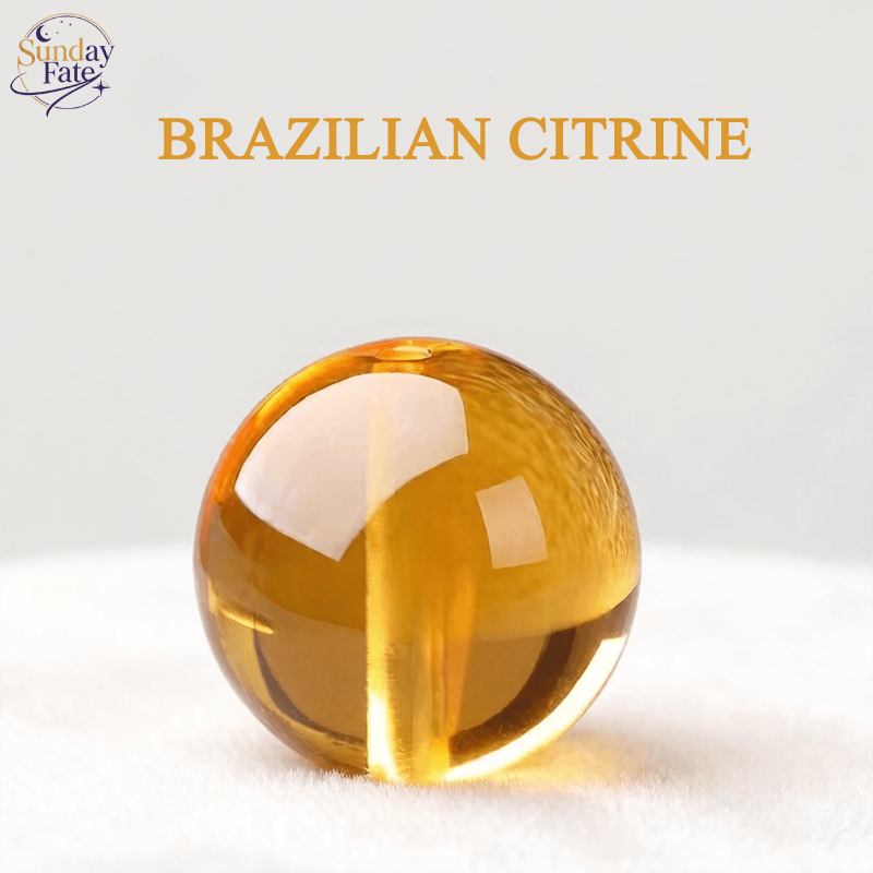 Sunday Fate Natural Brazilian Citrine Bead in Vivid Golden-Yellow for Wealth Manifestation and Success