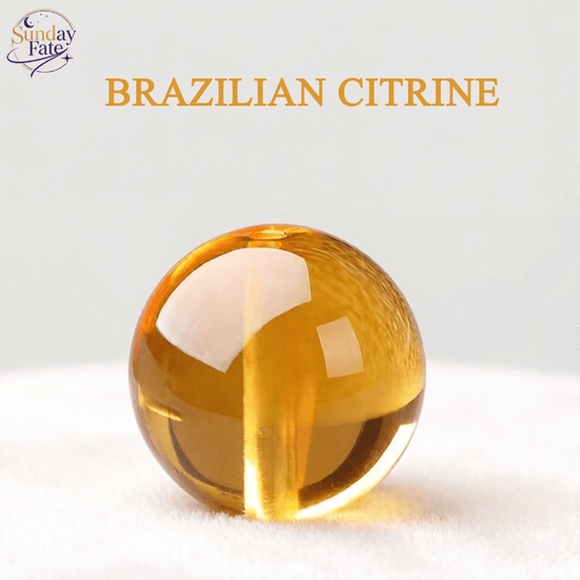 Sunday Fate Natural Brazilian Citrine Bead in Vivid Golden-Yellow for Wealth Manifestation and Success