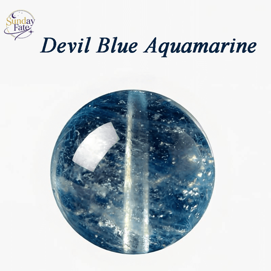 Sunday Fate Natural Devil Blue Aquamarine Bead with Intense Deep Saturation for Inner Power and Protection