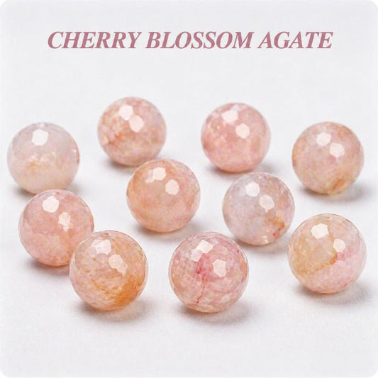 Sunday Fate Faceted Cherry Blossom Agate — Shimmering Sakura for Self - Growth - Fates