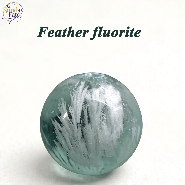 Sunday Fate Ethereal Feather Fluorite Crystal with White Inclusions for Spiritual Connection