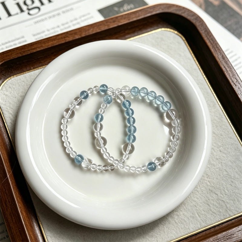 The Glacier Ice Bracelet: Premium Aquamarine & Geometric Cube Quartz - Fates