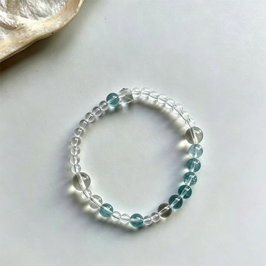 The Glacier Ice Bracelet: Premium Aquamarine & Geometric Cube Quartz - Fates