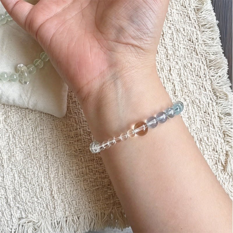 The Glacier Ice Bracelet: Premium Aquamarine & Geometric Cube Quartz - Fates