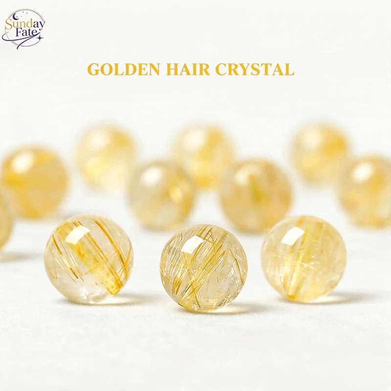 Sunday Fate Natural Golden Rutilated Quartz Bead with Shimmering Inclusions for Wealth and Abundance