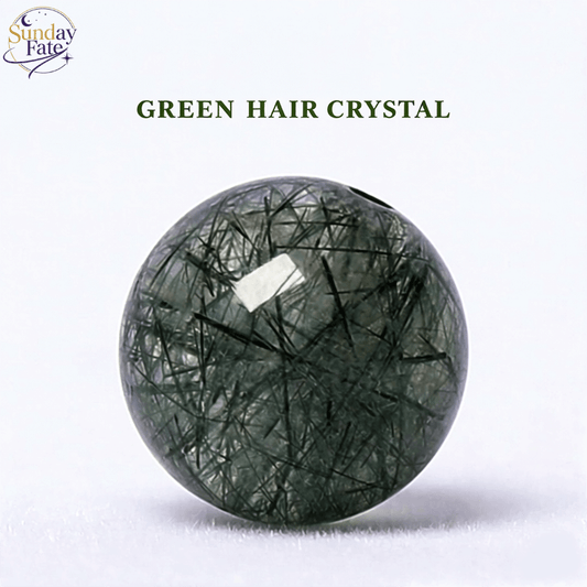 Sunday Fate Natural Translucent Green Rutilated Quartz Bead for Career Success and Prosperity