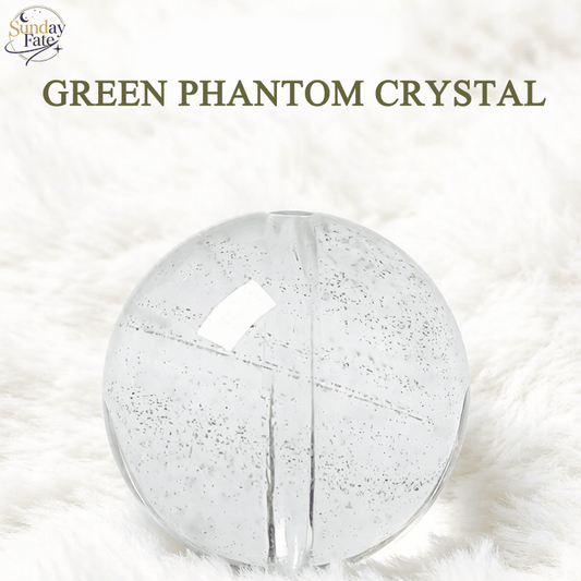 Sunday Fate Natural Translucent Green Phantom Crystal Bead with Chlorite Inclusions for Career Prosperity and Success