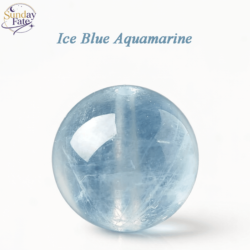 Sunday Fate Natural Translucent Ice Blue Aquamarine Bead for Calm and Clear Communication