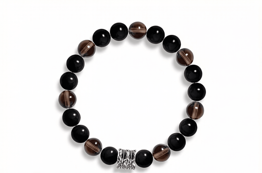 Black obsidian and Smoky Quartz crystal bracelet for protection and grounding