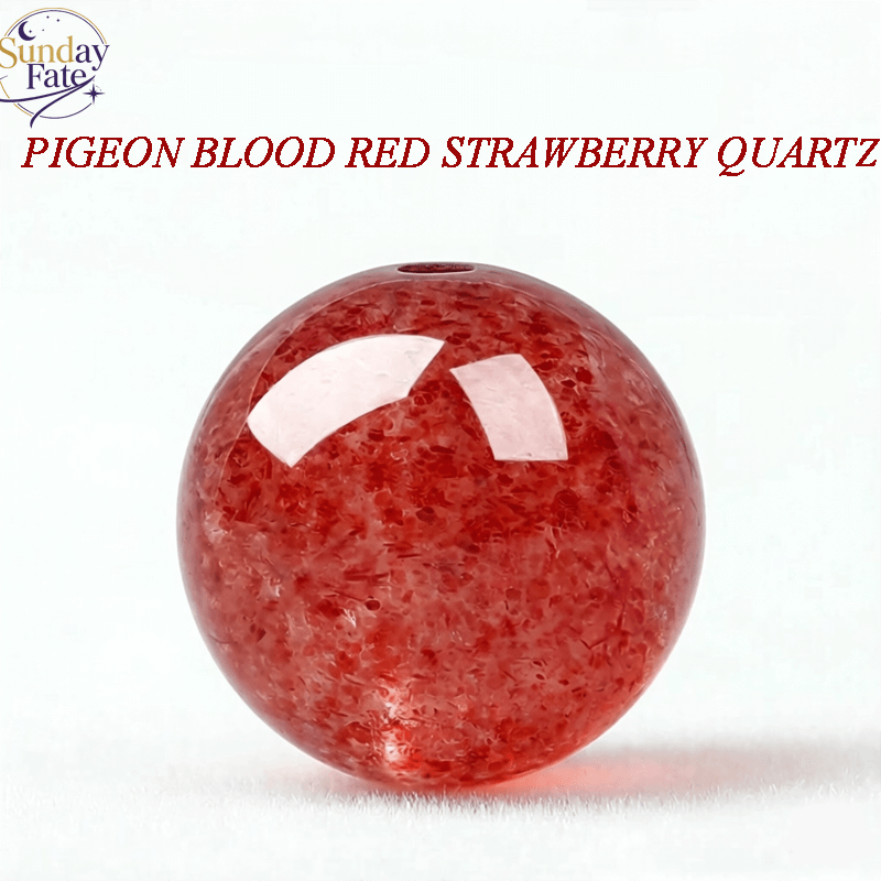 Sunday Fate Natural Pigeon Blood Red Strawberry Quartz Bead for Attracting Love and Charisma