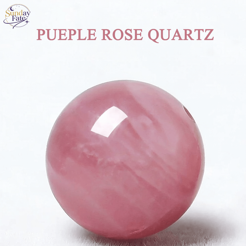 Sunday Fate Natural Lavender-Pink Purple Rose Quartz Bead for High-Frequency Love and Heart Healing