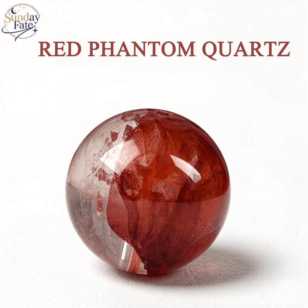 Sunday Fate Natural Red Hematoid Quartz Bead with Fiery Hematite Inclusions for Vitality and Grounding