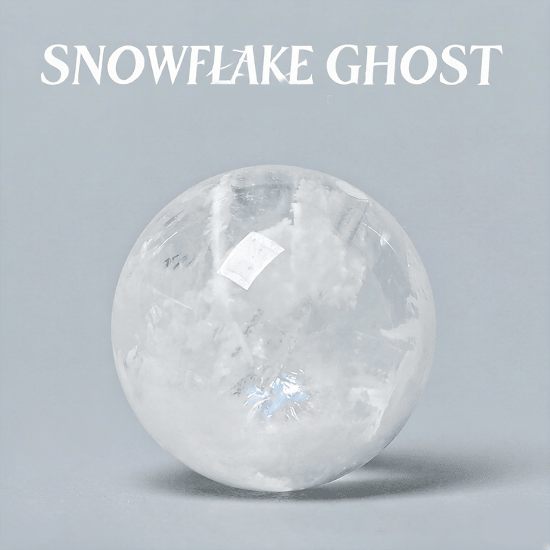 Sunday Fate Natural Translucent Snowflake Phantom Crystal Bead with White Feathery Inclusions for Inner Peace and Spiritual Cleansing