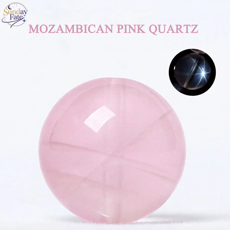 Sunday Fate Natural Star Rose Quartz Bead with 6-Ray Asterism for Unconditional Love and Radiant Charm